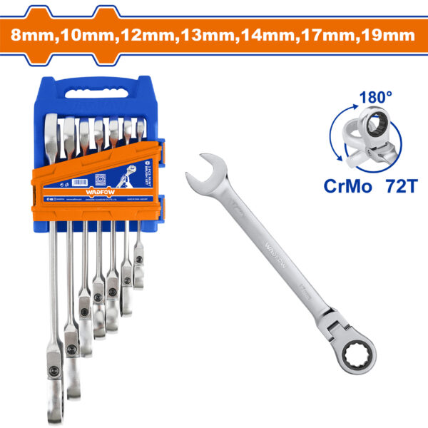 JUEGO DE LLAVES  DE TRINQUETE  FLEXIBLES DE 7  PIEZAS WADFOW